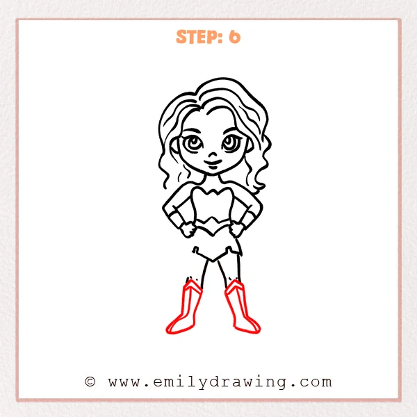 how to draw a wonder woman - Step 6